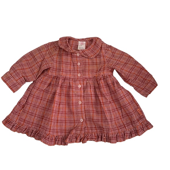 OLILY SZ: 74 BUTTON FRONT DRESS RED PLAID - Picture 1 of 3